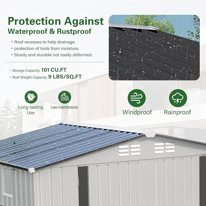 6x3.5 FT Outdoor Storage Shed, Small Metal Garden Shed with Window, Outside Tool Sheds with Lockable Hinged Doors, Waterproof Storage Building with 4 Air Vents for Backyard, Patio, Lawn, White
