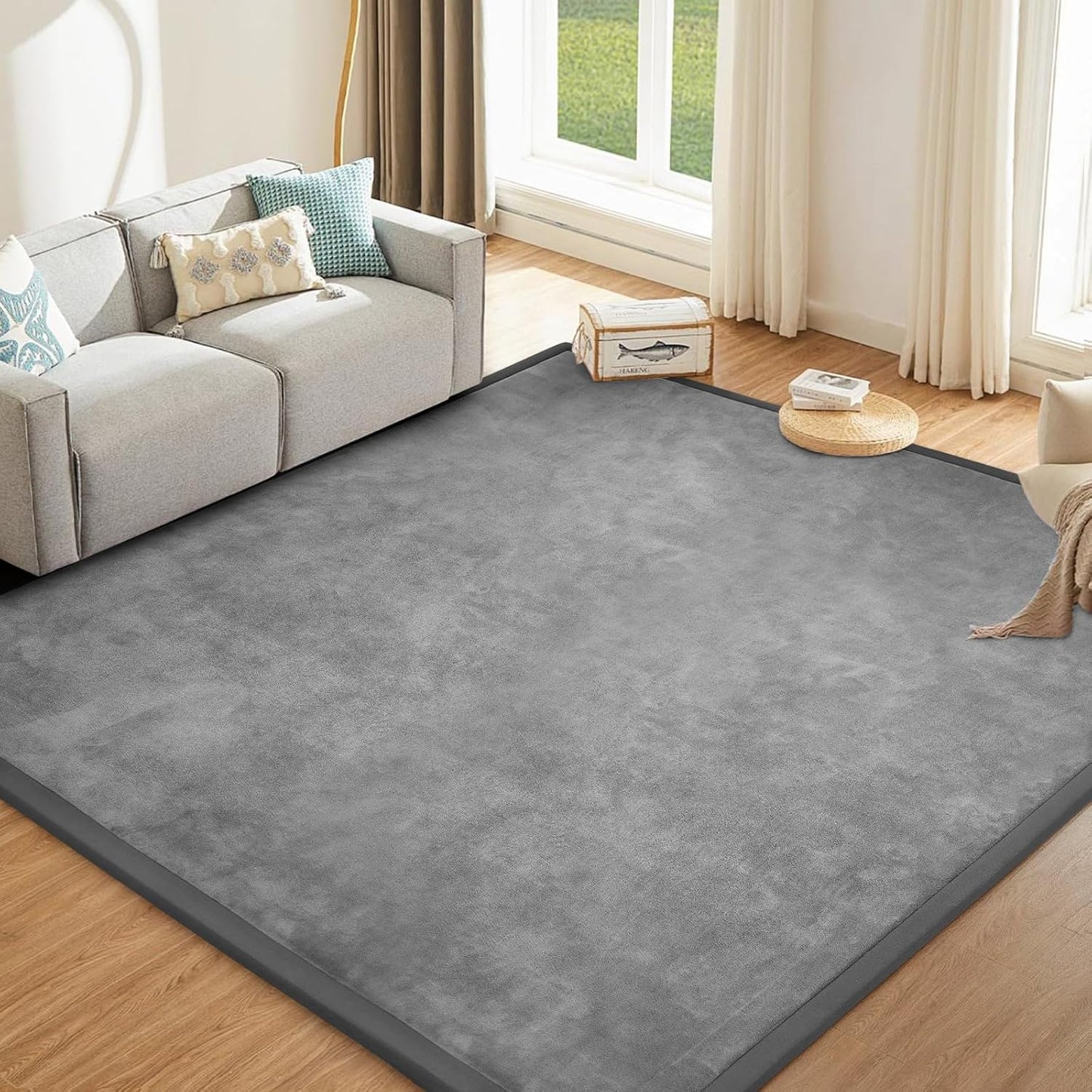 Baby Play Mat 1.2" Thick Memory Foam Nursery Rug Area Rug, 9’2” X 6’7” Yoga Mat Playmat Crawling Mat for Baby,Toddlers, Infants, Kids,Floor Mat Tatami Mat for Living Room with Non-Slip(Grey)