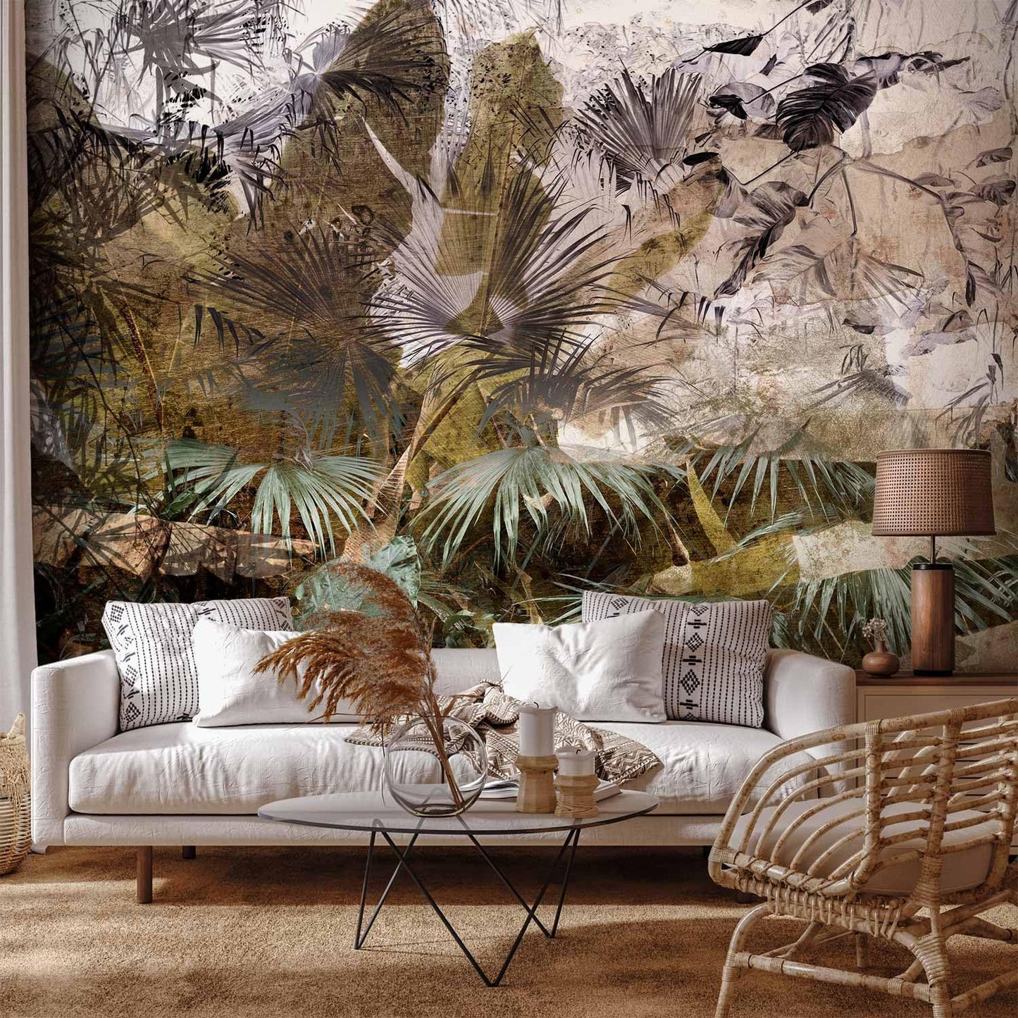 artgeist Premium Wall Mural Tropical Leaves 118x83 in - XXL Non-Woven Wallpaper Fleece Wall Decor Photo Print Picture Image Design Jungle Nature Palm Leaves Like Painted b-C-0789-a-a