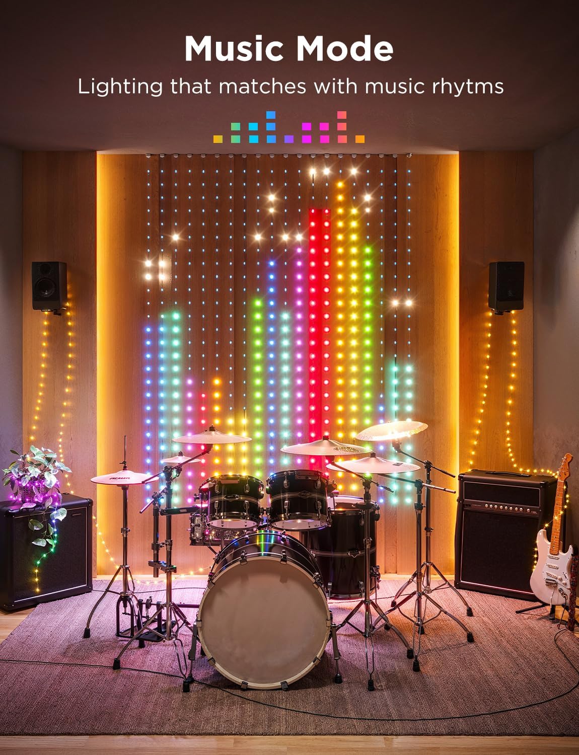 Govee Curtain Lights, Smart LED Window Lights, RGB Color Changing Wall Light, Dynamic DIY Curtain String Lights for Bedroom Holiday Decor, Outdoor IP65 Waterproof, 5 x 6.6ft, 520 RGBIC LEDs, 2 Pack