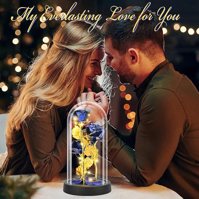 Glass Rose Flower for Women, Birthday Gifts for Women,Rose Flower Gifts for Mom, Red Light Up Rose in A Glass Dome,Rose Gifts for Mom Her Christmas, Anniversary, Wedding, Valentines