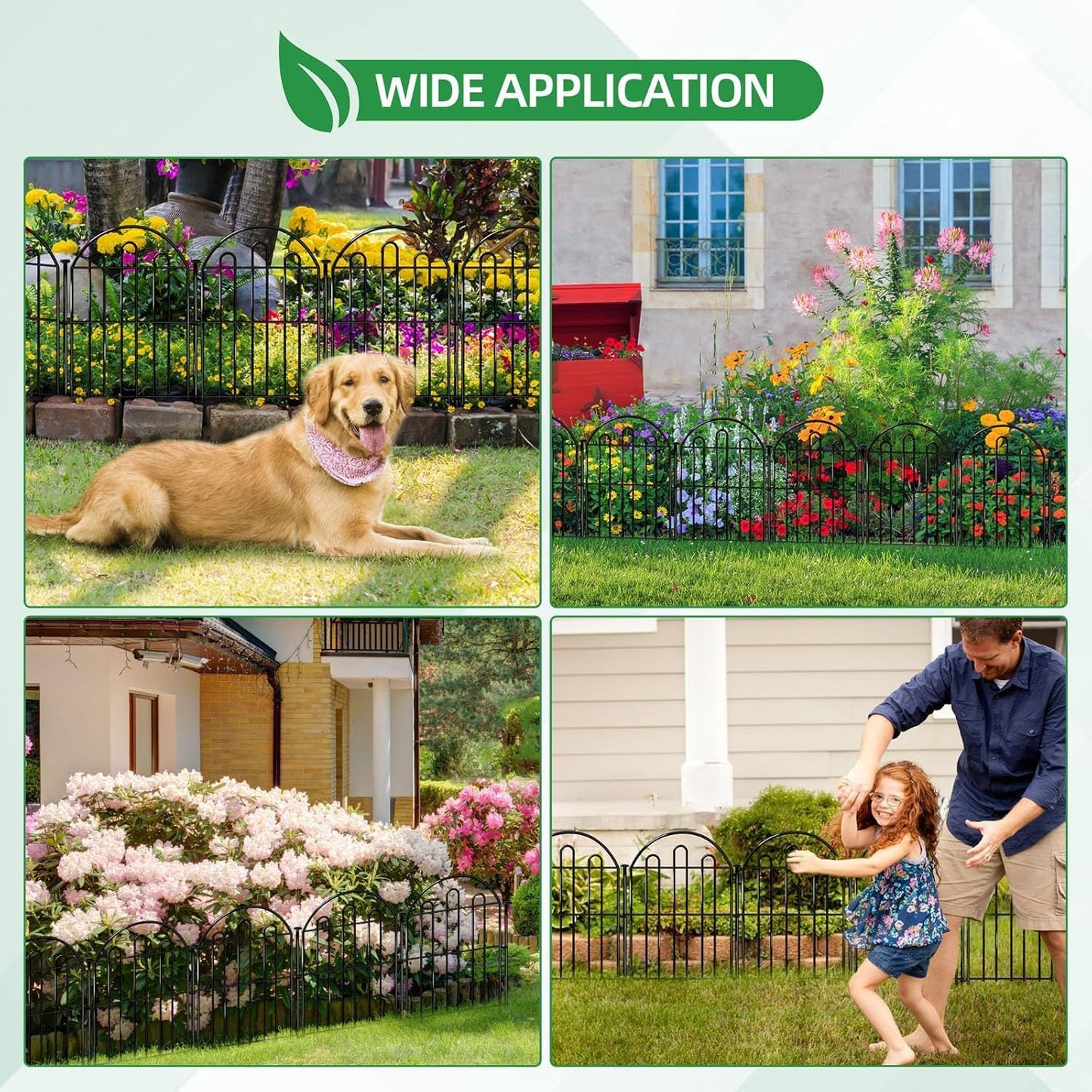 26 Pack Decorative Garden Fence, 26in x 28ft Arched No Dig Animal Barrier Fence for Dog Rabbit, Garden Edging Border, Rustproof Metal Ground Stake Border for Outdoor Yard Patio Decor