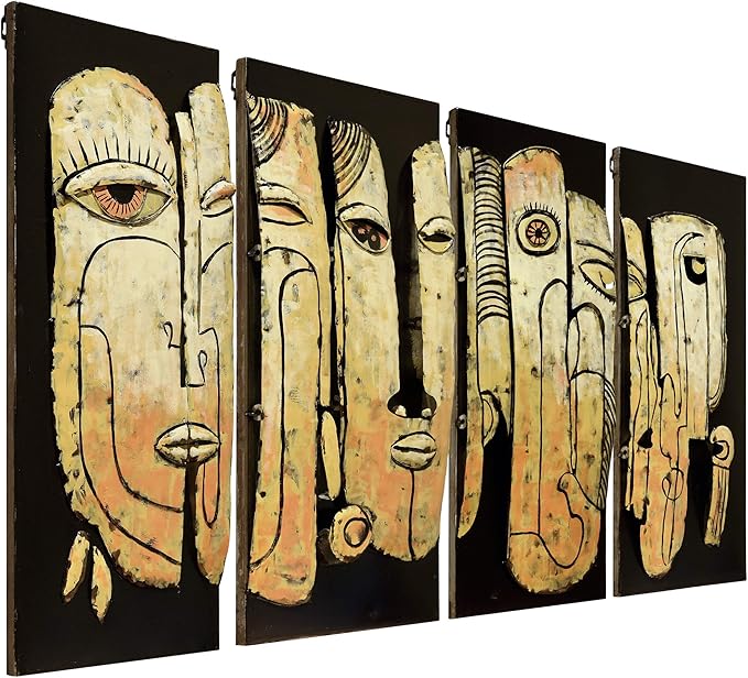 Empire Art Direct Totem Poles Abstract Face Metal Wall Art,Hand Painted Primo Mixed Media Iron Wall Sculpture,3D Wall Decor,Ready to Hang,Living Room, Bedroom ＆ Office