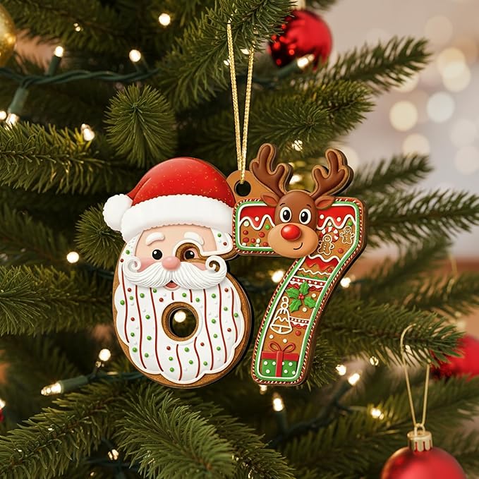 67 Christmas Ornament, 67 Ornaments for Xmas Tree, Funny Christmas Ornaments 2025, 6 7 Meme Ornament for Teens, Six Seven Gifts, Gag Gifts for Teens, Teen Girls Trendy Stuff (Reindeer 67)