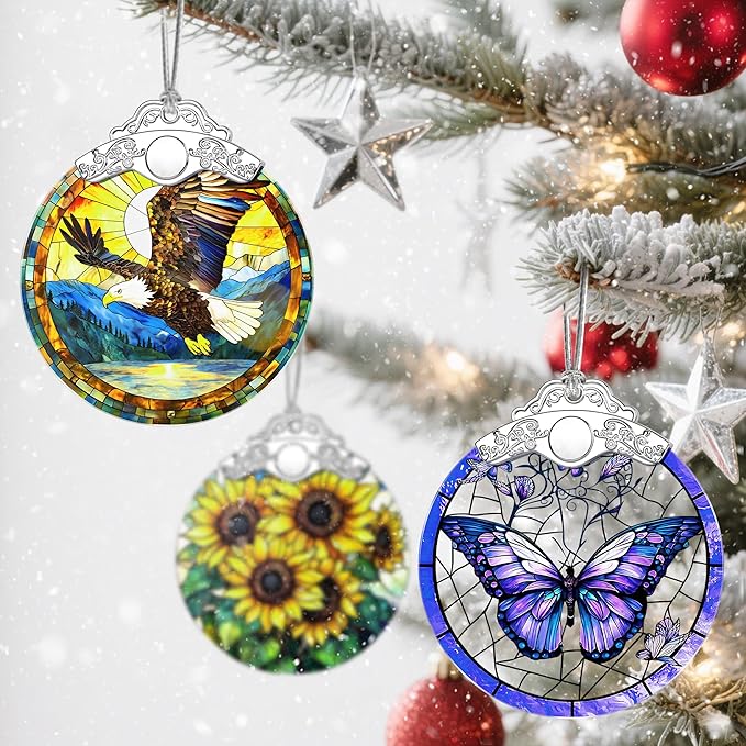 Christmas Ornaments: Stained Glass Ornament, Christmas Tree Ornament, Hanging Ornaments for Home Decor & Xmas Tree Decorations – Exquisite Holiday Decor, Gifts & Holiday Present - Bald Eagle