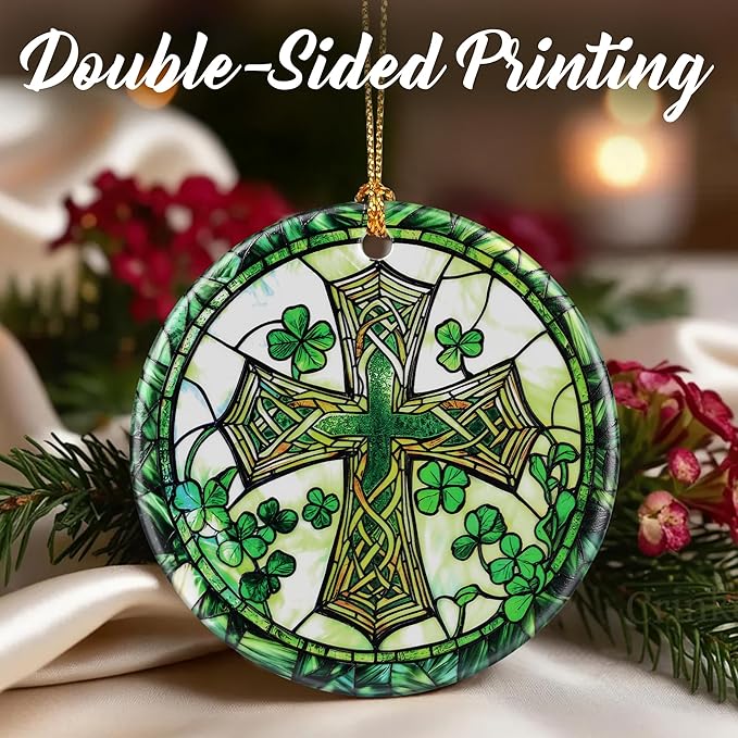 St. Patrick's Day Celtic Cross Christmas Ornaments: Christmas Tree Ornaments, Irish Holiday Decor, Stocking Stuffers, Christian Gifts, Religious Gifts, Cross Gift & Irish Shamrock Gift