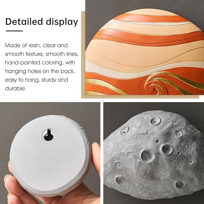 4Pcs Outer Space Planets Wall Decor Cute Wall Sculptures Astronauts Galaxy Nursery Decor, 3D Outer Space Theme Bedroom Wall Decorations for Kids Room Boys Room