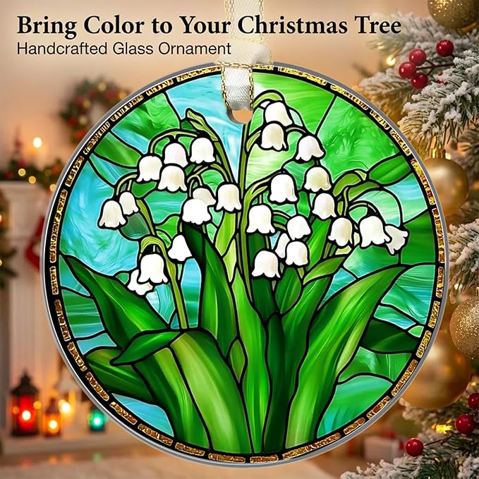 Christmas Ornaments 2025, Stained Glass Christmas Tree Decorations, Exchange for Women, Men, Collectible Dated Year Ornaments for Tree - Glass Hanging Ornament（Northern Lights）