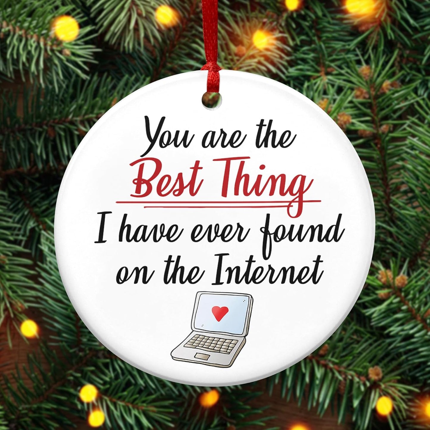 TEEZWONDER Couples Gifts for Him and Her - Ceramic Christmas Ornaments 2025 for Tree Decorations - Christmas Anniversary Birthday Gifts for Women Men, Couple Gift for Girlfriend Boyfriend