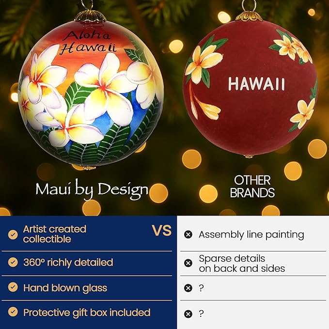 Collectible Handpainted Hawaii Sunset Sky Plumeria Ornament with Gift Box SSP/H
