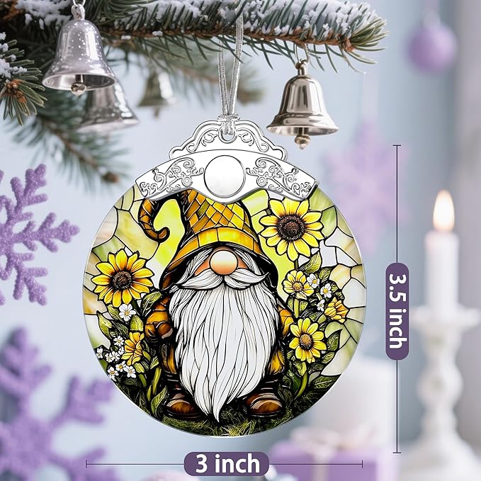Gnome Ornament, Stained Glass Christmas Decorations, Christmas Ornaments for Tree, Holiday Ornament, Gifts for Gnome Lovers, Holiday Party Gifts, Gift Ideas & Xmas Gift