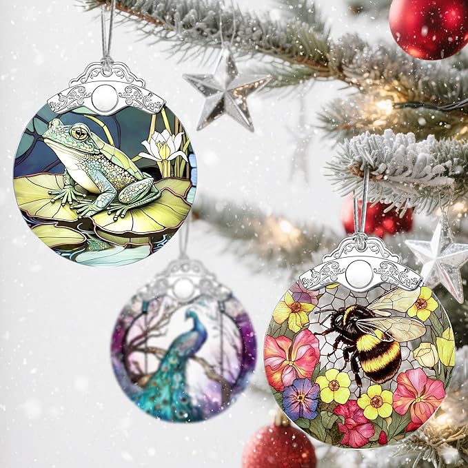 Christmas Ornaments: Stained Glass Ornament, Christmas Tree Ornament, Hanging Ornaments for Home Decor & Xmas Tree Decorations – Exquisite Holiday Decor, Gifts & Holiday Present - Frog