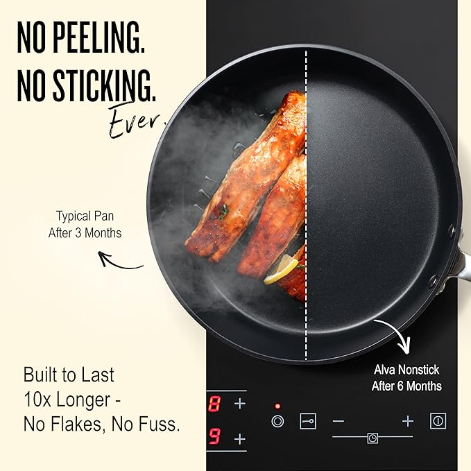 Alva Maestro 9.5” Non-Toxic Ceramic Nonstick Frying Pan – Oven & Induction Safe Skillet for Healthy Cooking – Sustainable, No PFAS/PTFE, Easy-to-Clean, Even Heat Distribution, Toxin-Free Cookware