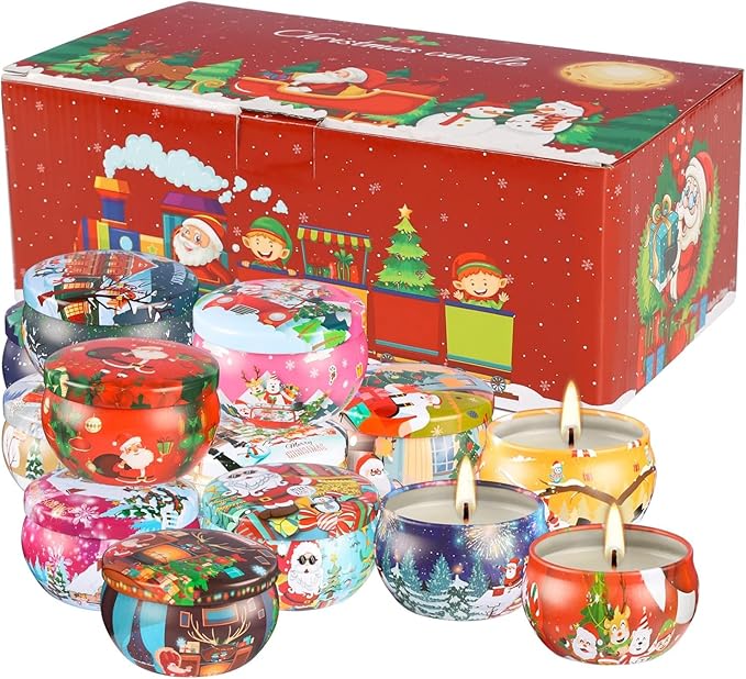 16pcs Christmas Scented Candles Set, 2.5oz Aromatherapy Candles Gift for Women, 16 Fragrances Soy Wax Candle for Christmas Holiday Thanksgiving Mother's Day