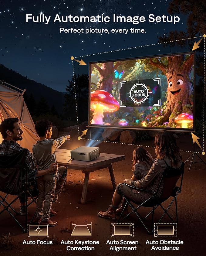 Aurzen EAZZE D1 MAX Christmas Google TV Smart Projector 4K Supported, Ultra-Bright 1000 ANSI Lumens, MEMC Tech, Fully Automatics, 20W Dolby Audio, Home Theater Movie Projector with WiFi and Bluetooth