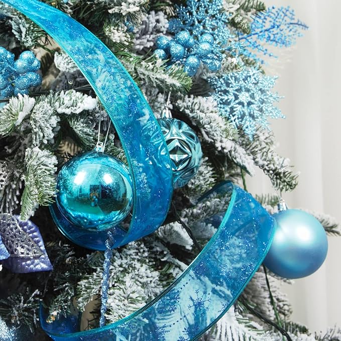 XmasExp 16ct Christmas Balls Ornaments - Shatterproof Large Hanging Ball Decorative Xmas Balls for Holiday Wedding Party Xmas Tree Decoration(3.15"/80mm, Lake Blue)
