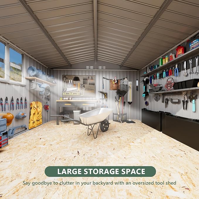 10x12 FT Metal Storage Shed with Window,Outdoor Storage Building,Large Backyard Sheds,Waterproof Outside Storage Sheds