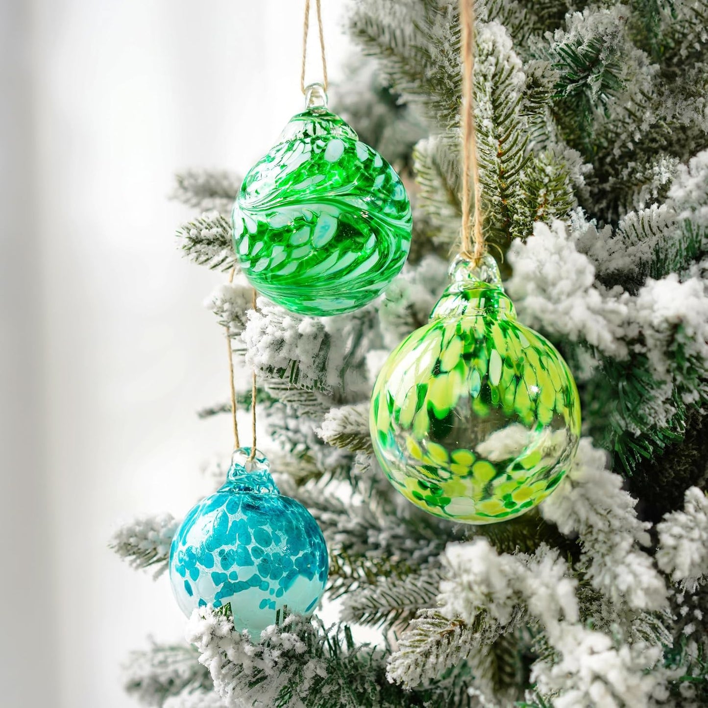 3pcs Hand Blown Glass Gazing Balls Hanging Friendship Ball Decor for Home Garden Patio