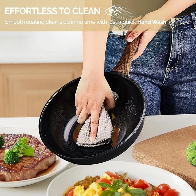 Bonnlo 17 PCS Non-Stick Cookware Set, Cast Aluminum Pots and Pans Set, Induction RV Kitchen Cook Set, Dishwasher Safe, PFAS PFOA & PFOS Free, Black, for Home