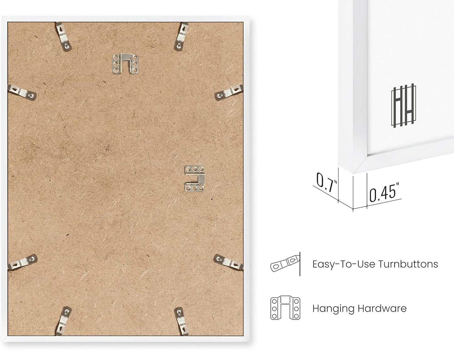 HAUS AND HUES 8x10 White Metal Picture Frames - Features Premium Aluminum, Vertical & Horizontal Hang, Shatterproof Plexiglass - Ideal for Home, Room, Office (8x10 in, White, Set of 9)