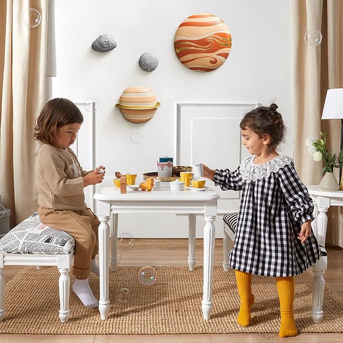 4Pcs Outer Space Planets Wall Decor Cute Wall Sculptures Astronauts Galaxy Nursery Decor, 3D Outer Space Theme Bedroom Wall Decorations for Kids Room Boys Room