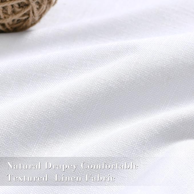 Joywell 100% Blackout Linen Curtains 102 Inch Long,Pinch Pleated Back Tab Drapes with Hooks Room Darkening Thermal Insulated Noise Reducing for Bedroom Living Room,W40 x L102,White,2 Panels
