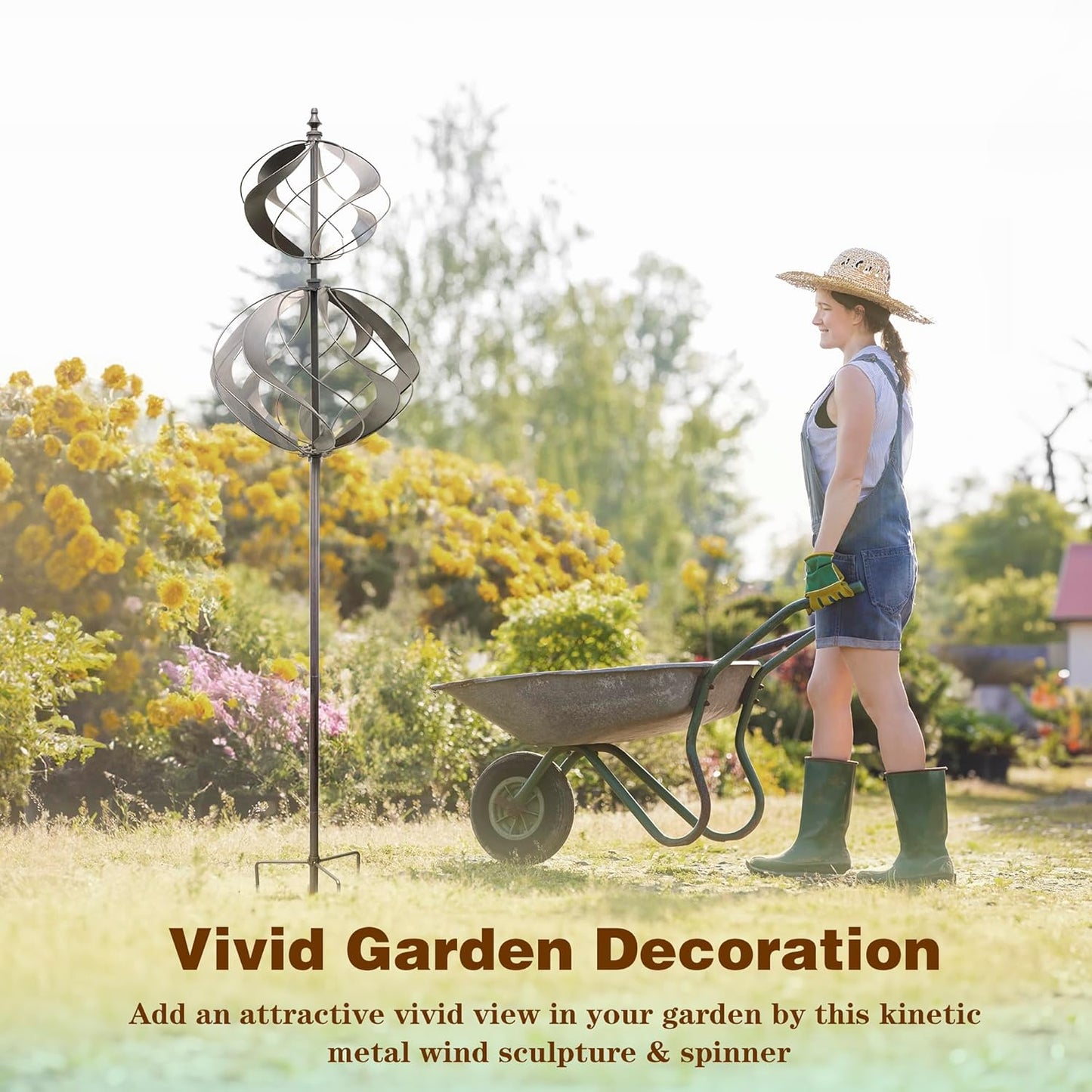 Wind Spinners Outdoor Metal - Large Kinetic Wind Spinner for Yard Garden, Windmills Lawn Ornament Décor for Lawn Patio (Height 84")
