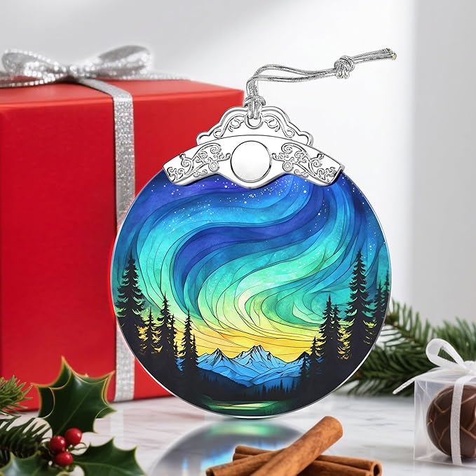 Christmas Ornaments: Stained Glass Ornament, Christmas Tree Ornament, Hanging Ornaments for Home Decor & Xmas Tree Decorations – Holiday Decor, Gifts & Holiday Present - Northern Lights