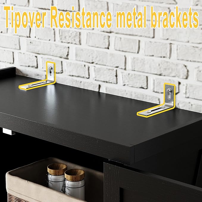 IRONCK Kitchen Pantry Storage Cabinet 72.6" H, with Barn Doors, Drawer, 4 Adjustable Shelves, Freestanding Cupboard for Dining Room Living Room, Laundry, Black