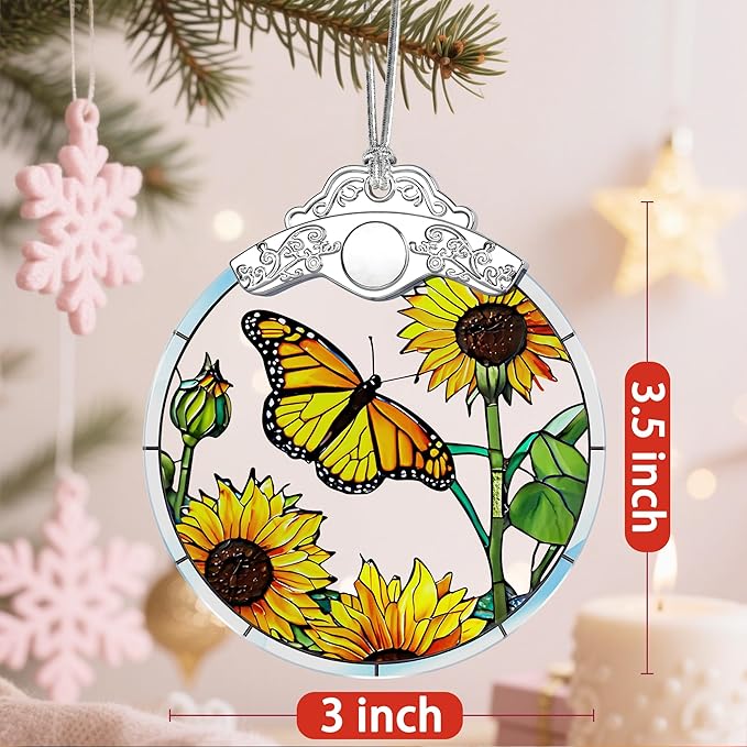 Stained Glass Ornament, Christmas Ornament, Hanging Ornaments for Home Decor & Christmas Tree Ornaments – Exquisite Holiday Decor, Xmas Gifts & Holiday Present - Monarch Butterfly