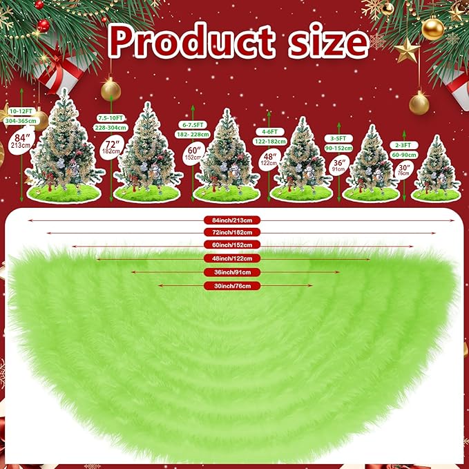 iMucci 60inch Christmas Tree Skirt Wool Fur Green Tree Skirt Small Tree Skirts Green Trees Skirt Holiday Party Decoration