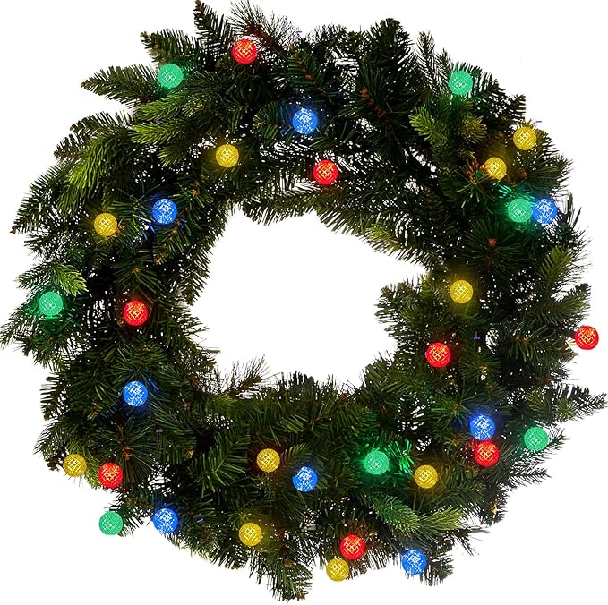 Anycosy Christmas String Lights G3, 50 LEDs Globe Waterproof Battery Operated Strings Lights Multicolor 8 Modes & Timer for Xmas Tree Garden Patio Indoor Outdoor Christmas Decorations