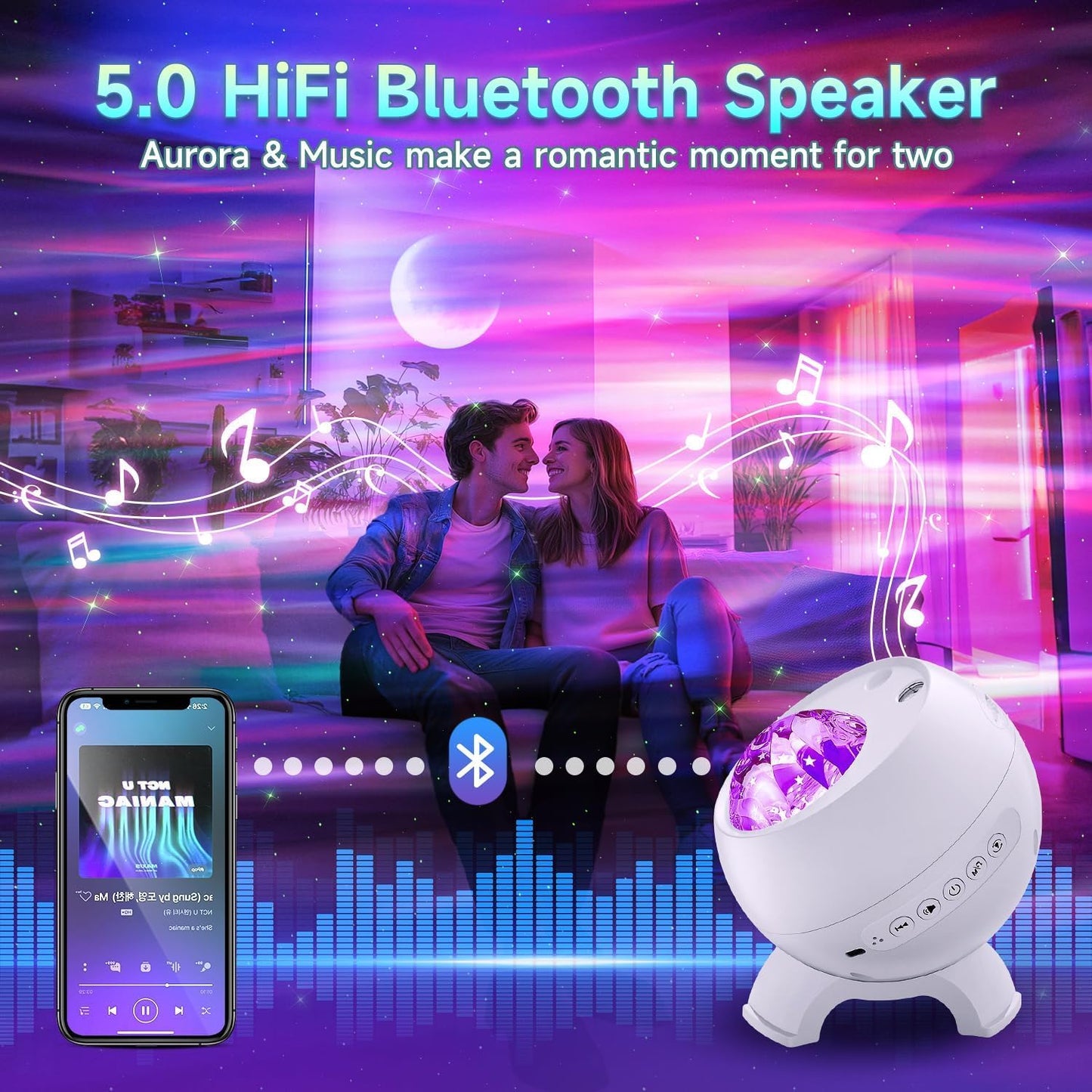 Northern Lights Projector,180 Lighting Modes Galaxy Projector for Bedroom,15 White Noise&Bluetooth Galaxy Projector for Bedroom,Remote+Timer Moon Star Projector Galaxy Light Projector,Christmas Gifts