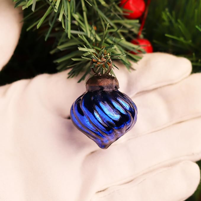 IndianShelf 200 Pieces Blue & Green Glass Vintage Christmas Ornaments Mini Bulk Decorative Ornaments for Halloween, Christmas Tree, New Year, Valentine Day, Holidays, Event and Wedding (25 * 8 Boxes)