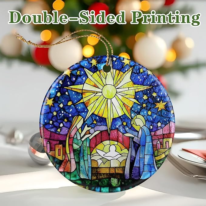 Nativity Scene Ornament: Christmas Ornaments, Religious Christmas Decorations for Tree, Catholic Ornament & Christian Holiday Decor | Religious Gifts, Christian Gifts - Design A