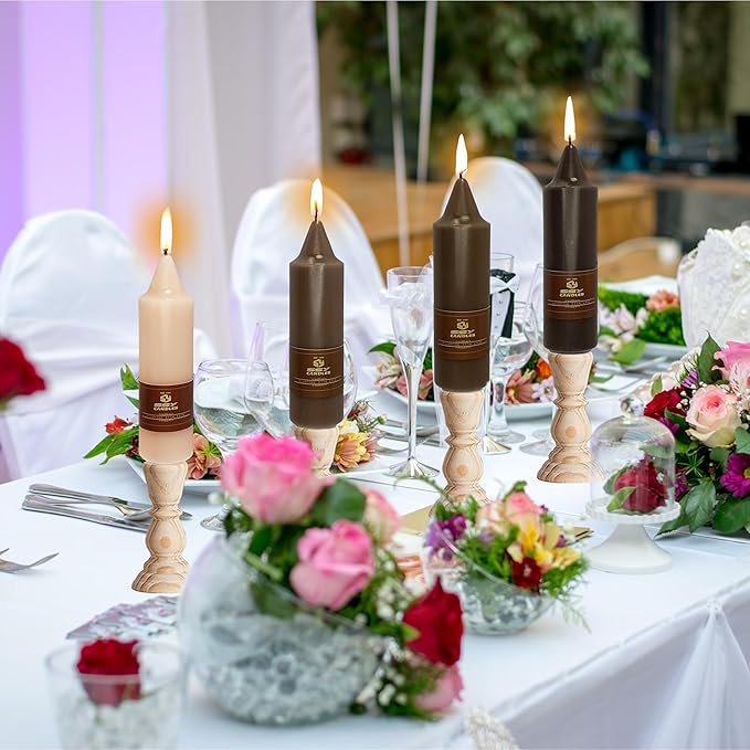 5 Inch Taper Candles Twisted Candlesticks Handmade Unscented Set of 4 Spiral Taper Candles Candle Sticks for Wedding Home Decoration(Gradient Coffee)