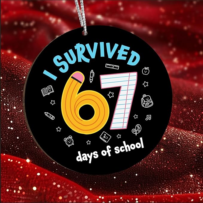 67 Christmas Ornament, 67 Ornaments for Xmas Tree, Funny Christmas Ornaments 2025, 6 7 Meme Ornament for Teens, Six Seven Gifts, Gag Gifts for Teens, Teen Girls Trendy Stuff (Pencil 67)