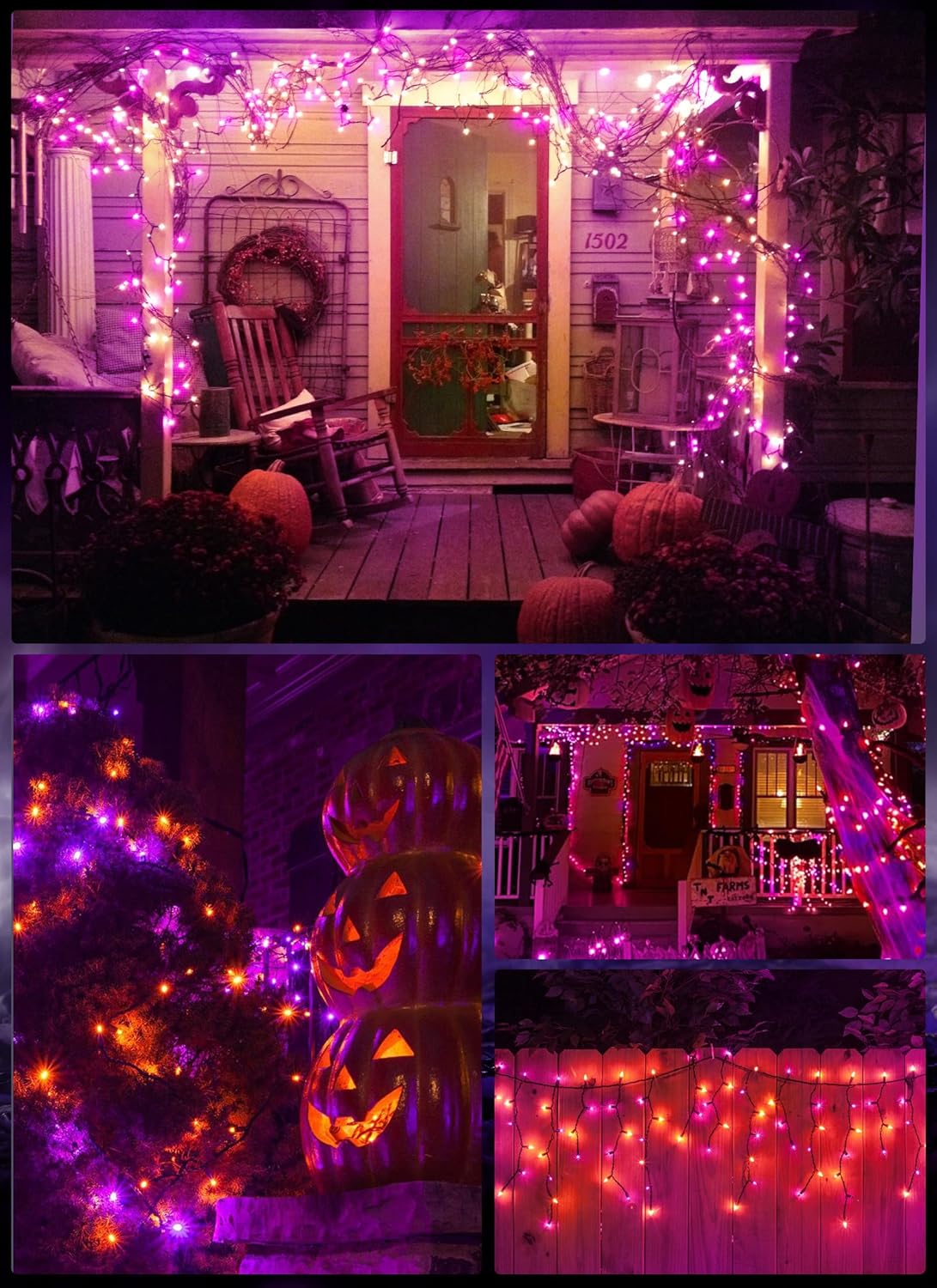 Minetom Halloween String Lights Orange & Purple 100 Count 25 Feet Incandescent Bulb Mini Lights for Indoor Outdoor Garland Party Festival Haunted House Decoration