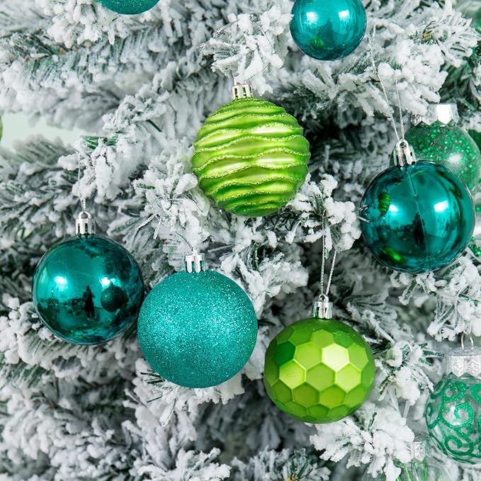 XmasExp 24ct Christmas Ball Ornaments Shatterproof Xmas Tree Hanging Balls Decorations Perfect for Holiday Wedding Christmas Decor (Malachite Green, 2.36")