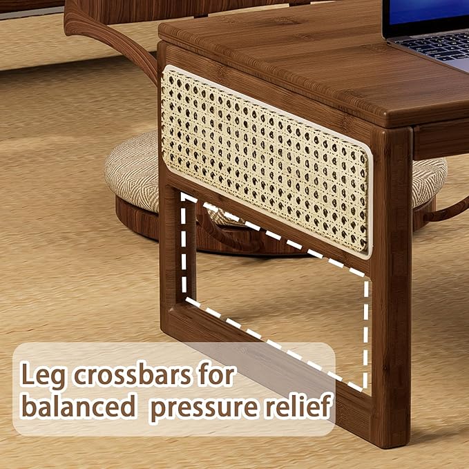 Japanese Floor Coffee Table,Bamboo Low Table for Sitting,Japanese TeaTable for Tatami Living Room Bay Window Meditation (Brown Color)