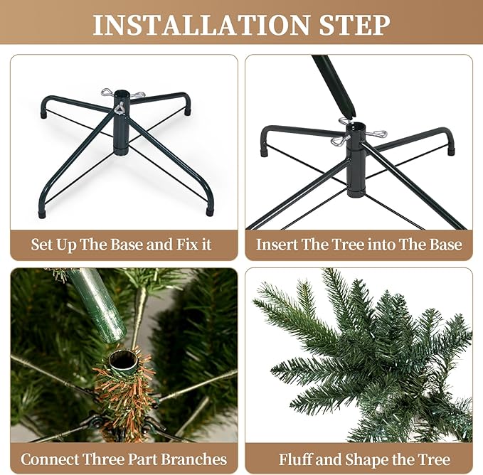 6ft Artificial Christmas Tree Green Spruce Christmas Tree with Dense 988 Branches Tips Easy to Assemble for Home Holiday Decor