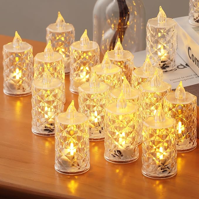 24-Pack Flameless LED Candles, Battery Operated Tea Lights for Realistic Flicker, Wedding Christmas Thanksgiving Home Decor Centerpieces