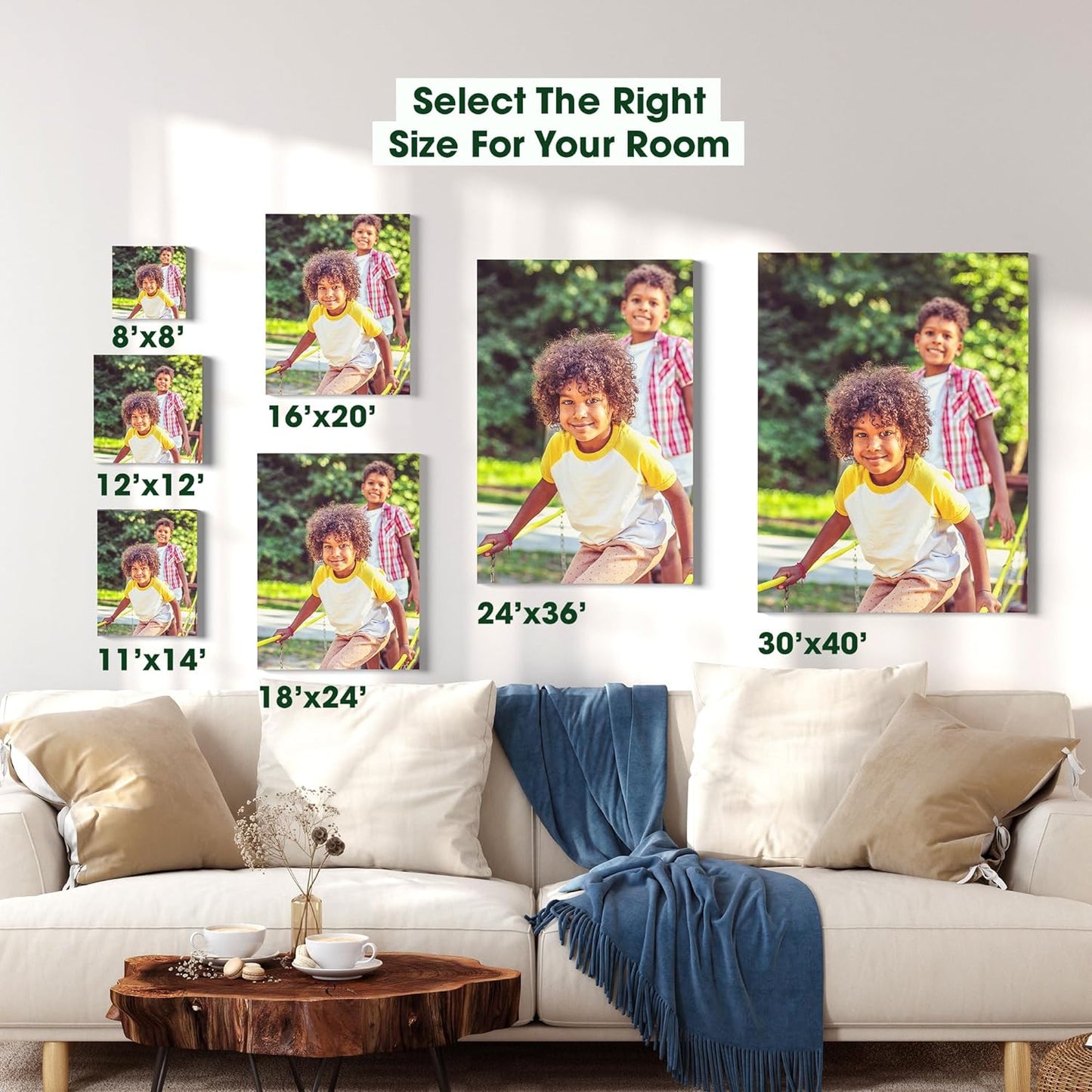 Custom Canvas Prints with Your Photos – Personalized Picture To Canvas Wall Art, Perfect for Home Decor, Gifts & Keepsakes, Ready to Hang (12" L x 36" W x .75”D, Classic Black)