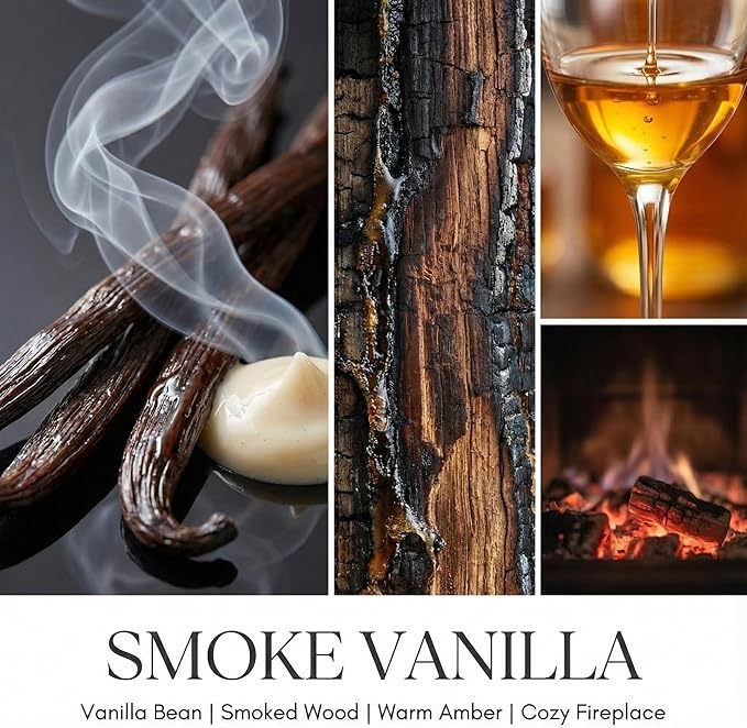 Smoke Vanilla Scented Candles, 18oz Soy Candles Non Toxic 4-Wick Large Candle Jars, Over 50 Hours of Burning Time, Ideal for Gifting, Events, Home Decor