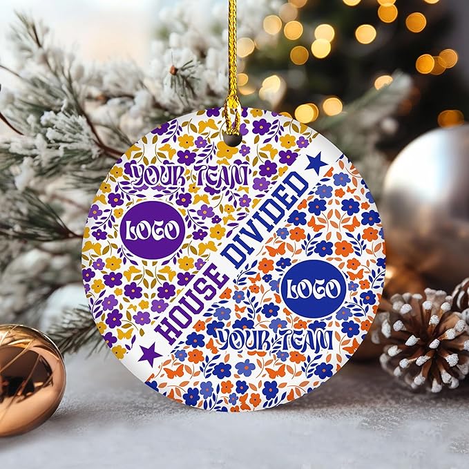 House Divided Ceramic Ornament 2025 - Customized Team Name Ornament - Football Ornaments Decoration - Sports Personalized Ornaments - Xmas Tree Decor - Gift for Sport Lover - Gifts for Christmas