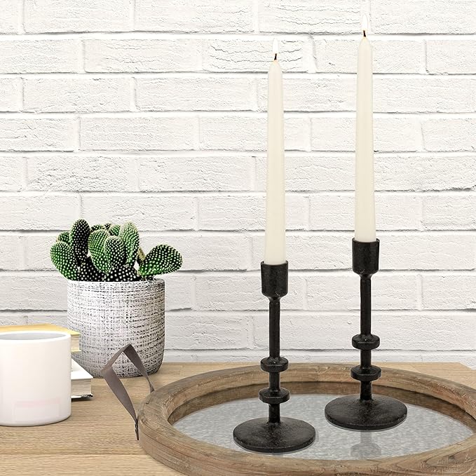 20 Pack White Taper Candles, 10 Hours Burn Time, Unscented, Smokeless and Dripless, 0.8 x 12 Inch Dinner Candle Set for Household, Wedding, Party and Home Décor Candlesticks