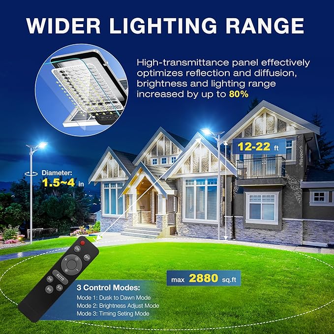 10000W Solar Street Light, Super Bright LED Beads Solar Lights Outdoor Waterproof IP66, Heavy Duty Parking Lot Light Commercial Dusk to Dawn,Flood Light with Remote Control for Yard, Driveway