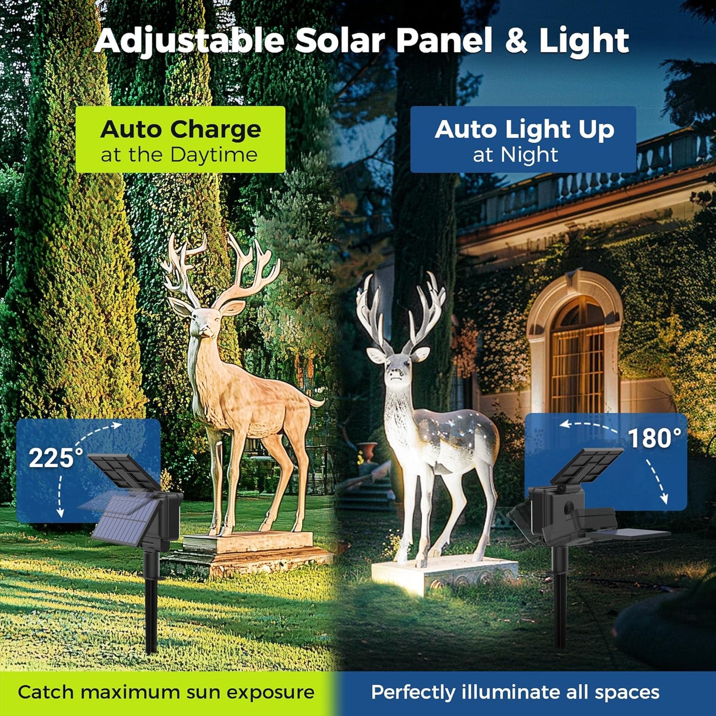 Solar Spot Lights Outdoor Waterproof for Flag, Tree, House, Garden, Yard, Landscape Spotlights for Accent Uplighting Halloween Christmas Decorations-6 Pack