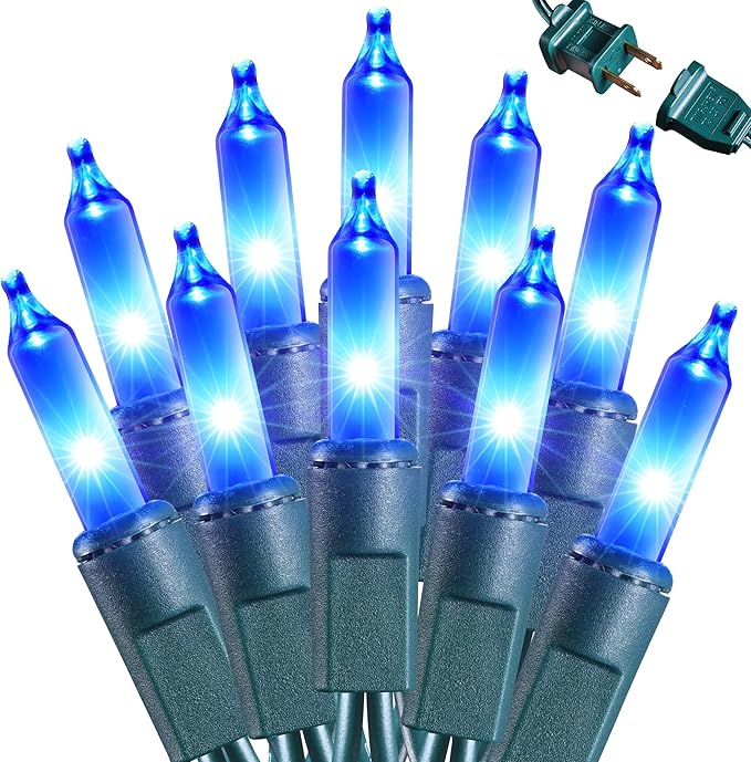 Joomer LED Christmas Lights, 19.5FT 100 LED Blue Christmas Tree Lights, Connectable Waterproof Mini String Lights Plug in for Indoor Outdoor Home Christmas Decoration