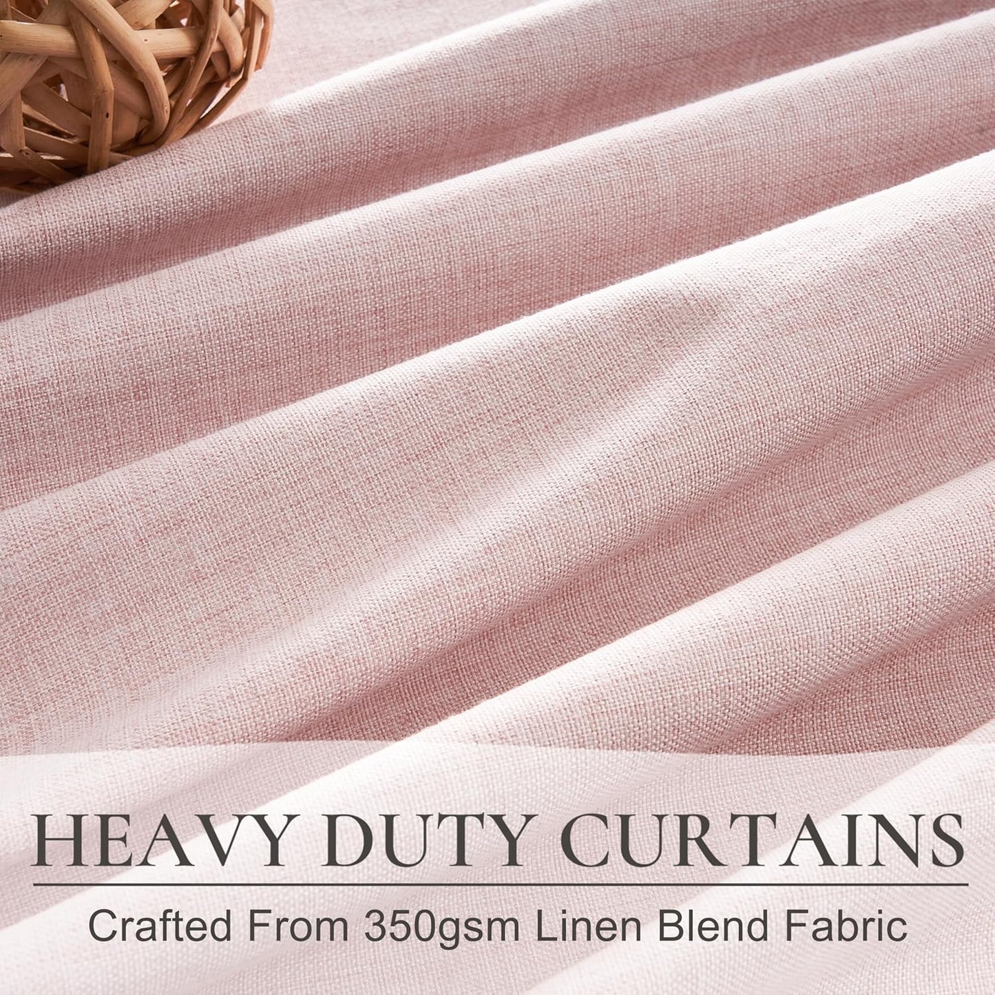 Baby Pink Modern Pinch Pleated Curtains & Drapes 84 Inch Length 2 Panels Set for Living Room, Blackout Thick Linen Blend Thermal Privacy Baby Girls Room Window Curtain with Hooks Ring 40"x84"